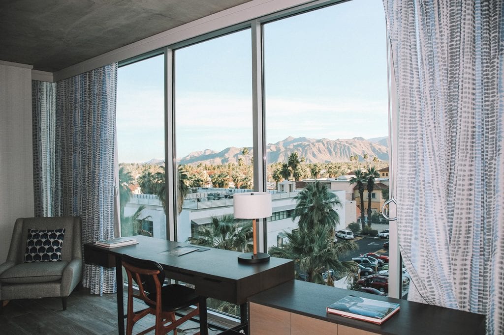 desk overlooking the palm springs mountains